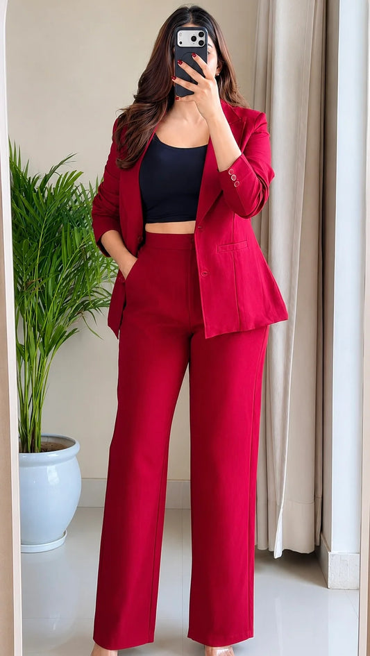 Maroon Tailored Blazer Co-ord Set