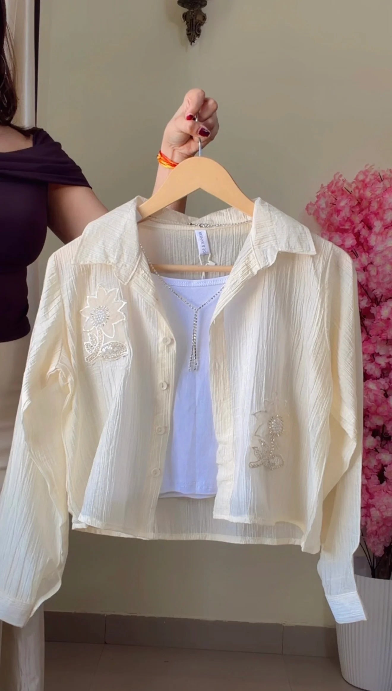 Cream White shirt+ Inner Combo