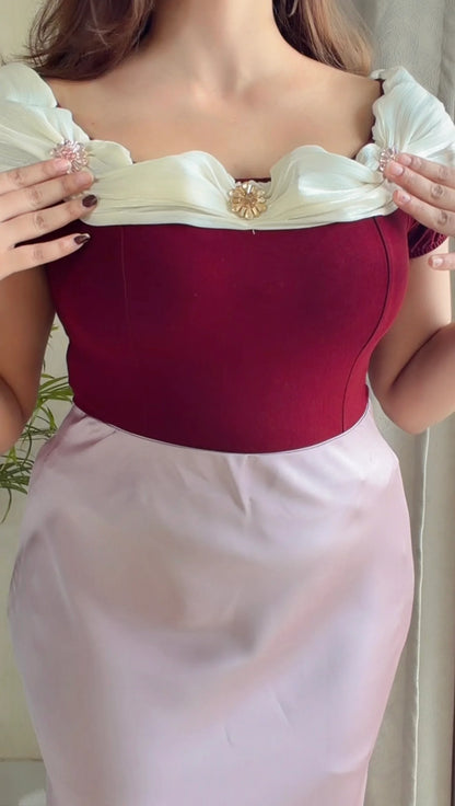 Chic Element Coord Set (Cherry Red & Soft Lilac )