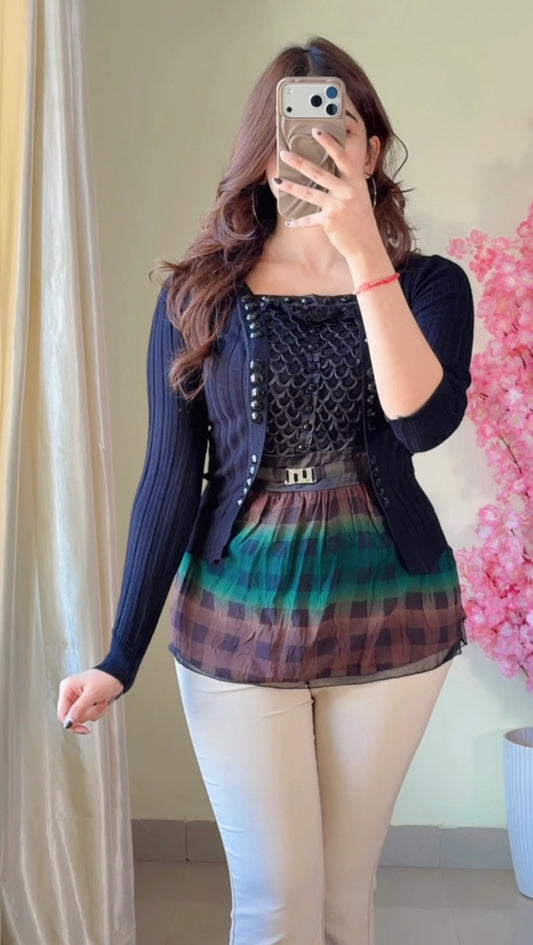 (Free Size) Ribbed Top-  R401