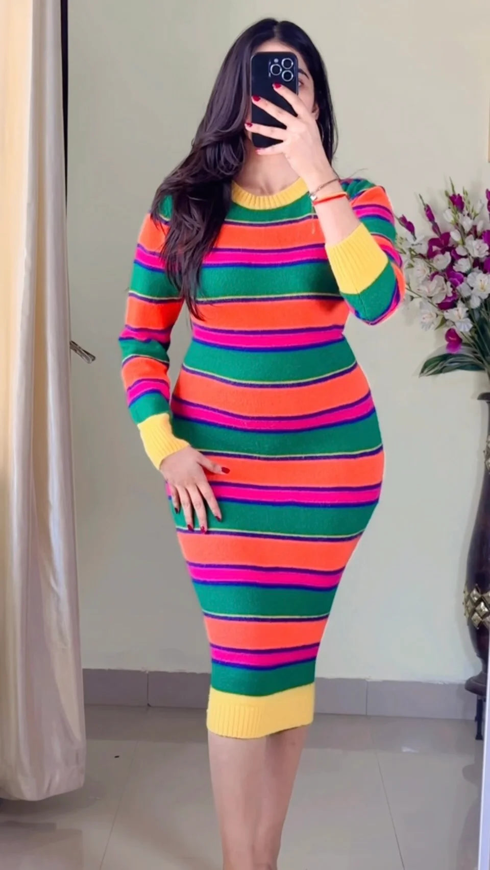 (Size-Free Size) Classy Stripped Dress- DO18