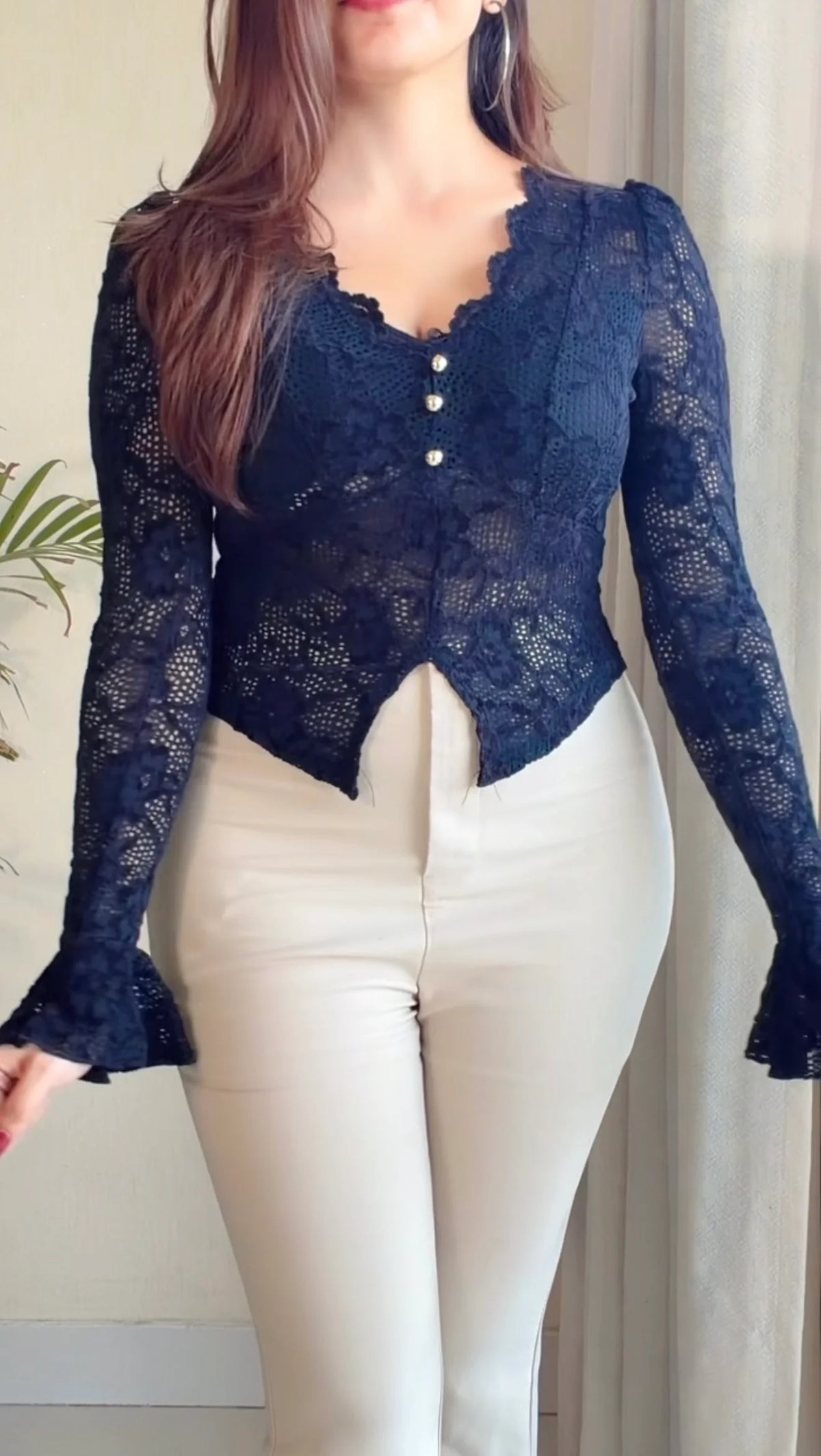 Padded Lace Ruffle Top