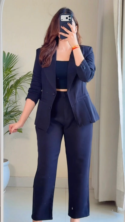 Black Tailored Blazer Co-ord Set
