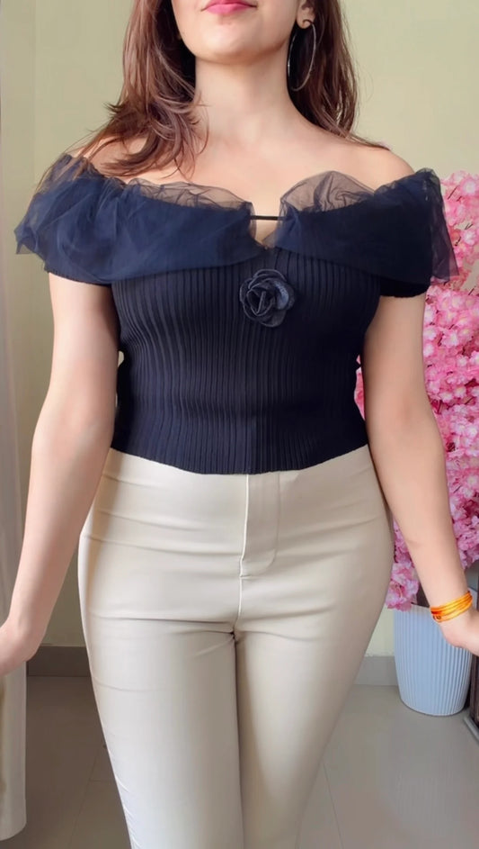 Ruffle Neck Peplum Top