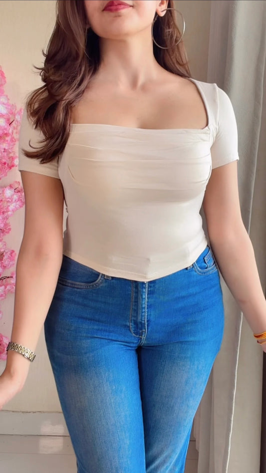 Egg White Draped in-Built Padded Top