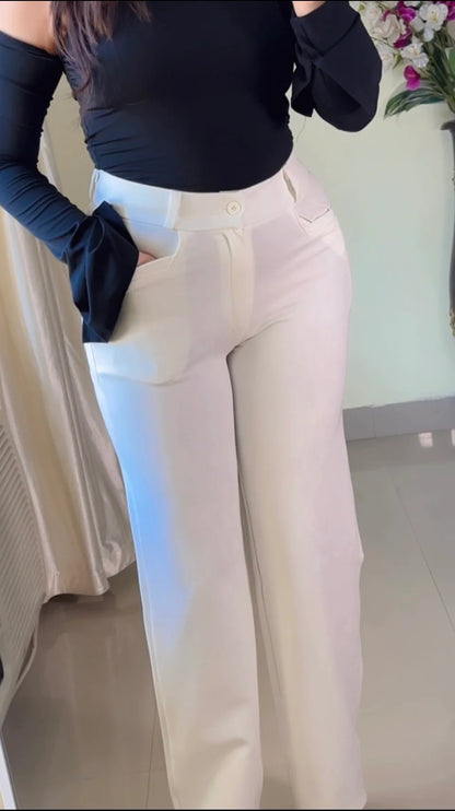 White Straight Fit Trouser- PO1