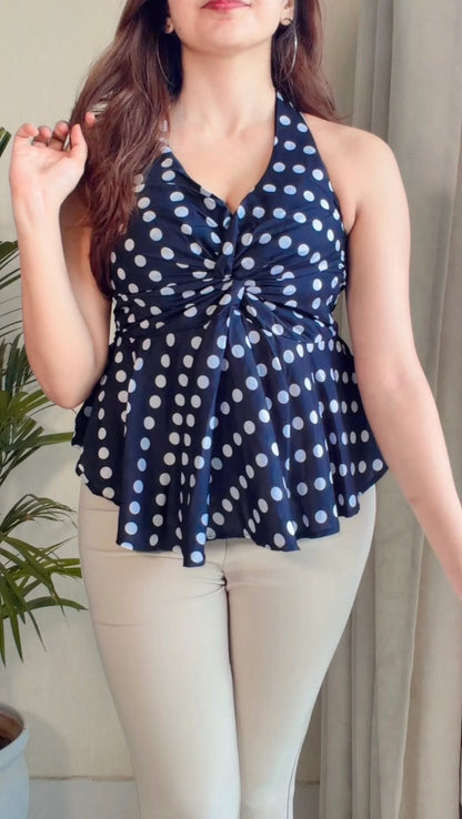 Polka dot Halter Peplum Top