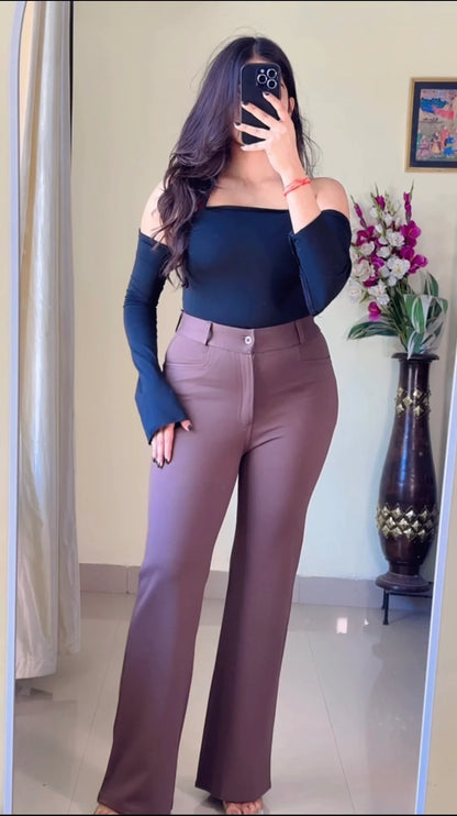 Tan Brown High Quality Flared Trouser- PO8 ,P-37