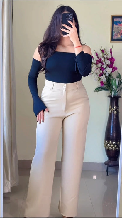 Beige Straight Fit Trouser- PO6