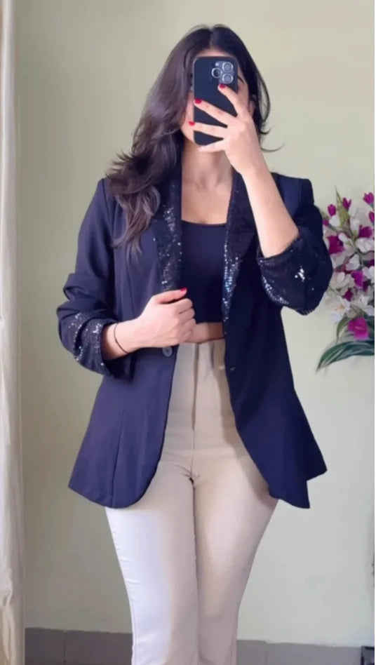 Black Shimmer Blazer- B6