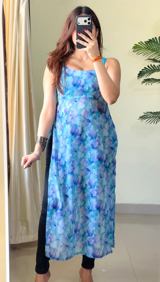 Turquoise Floral Square Neck Nyra Kurti