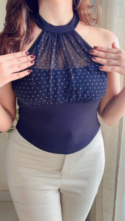 Crystal Glam Padded Halter Top