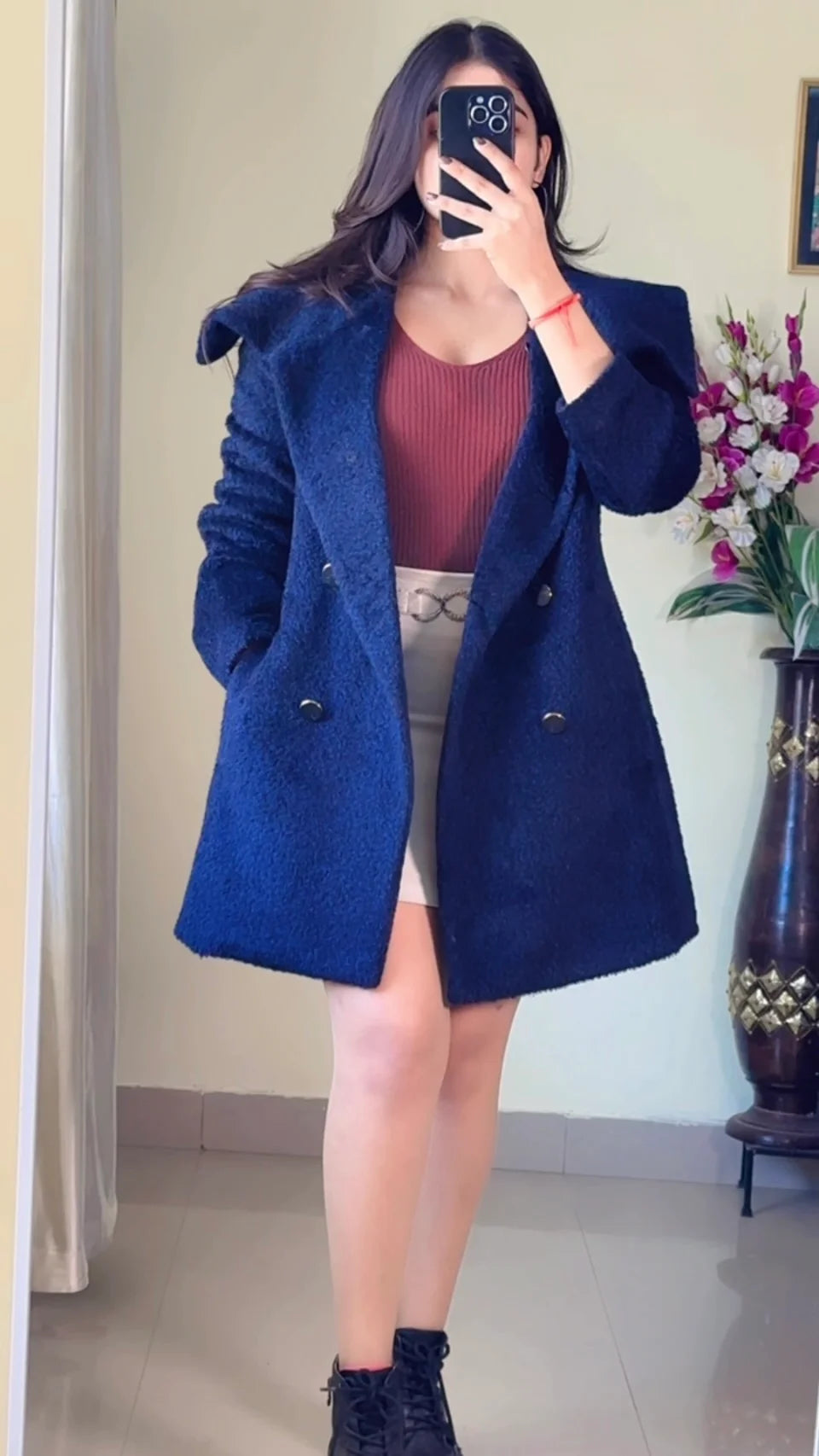 (Size-S to M) Blue Winter Coat- Wo178