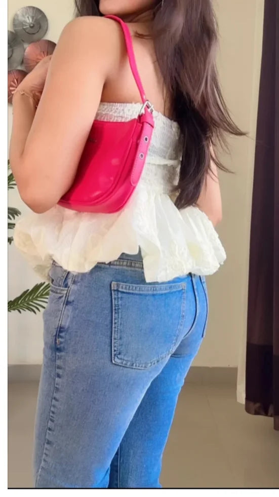 Embroidered Pretty Tube Top (Smoked Back) – T871