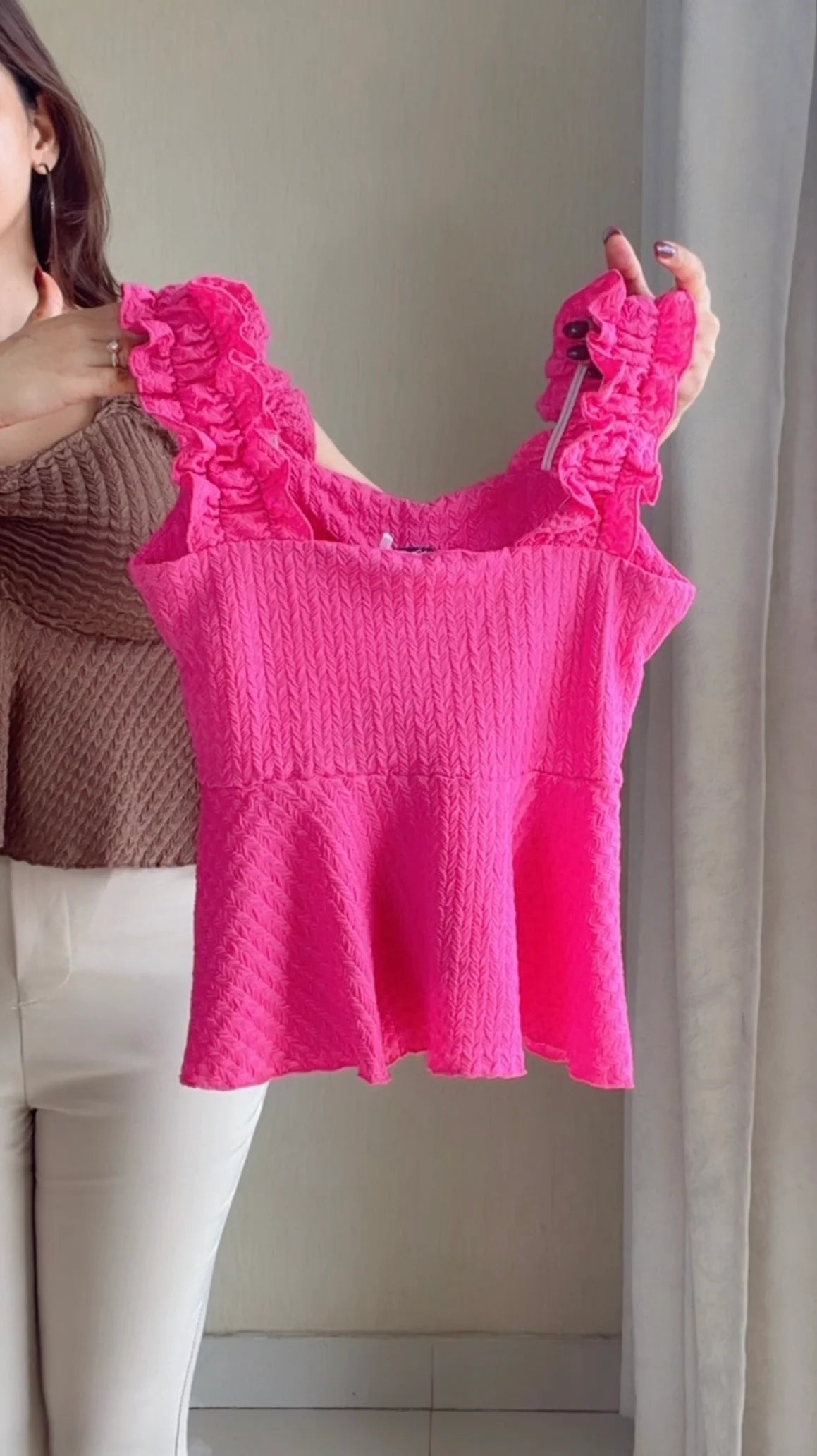 Smocked Ruffle Peplum Top