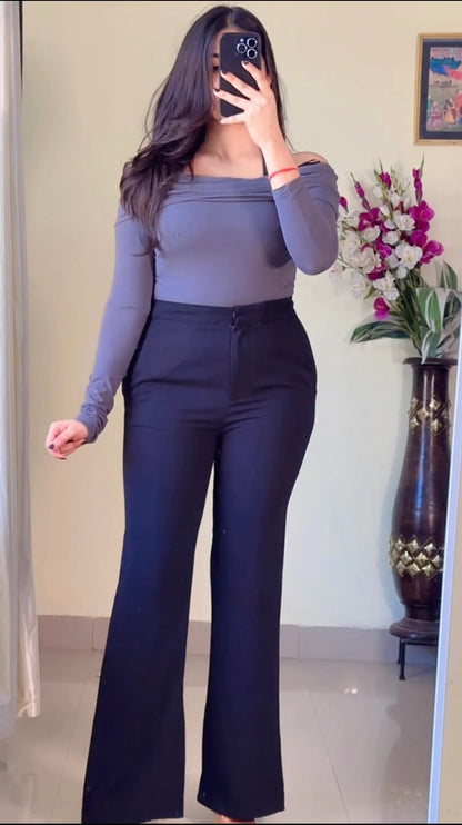 Black Bootcut Trouser- P010