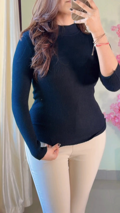 (Size-Free Size) Ribbed Top-  R458