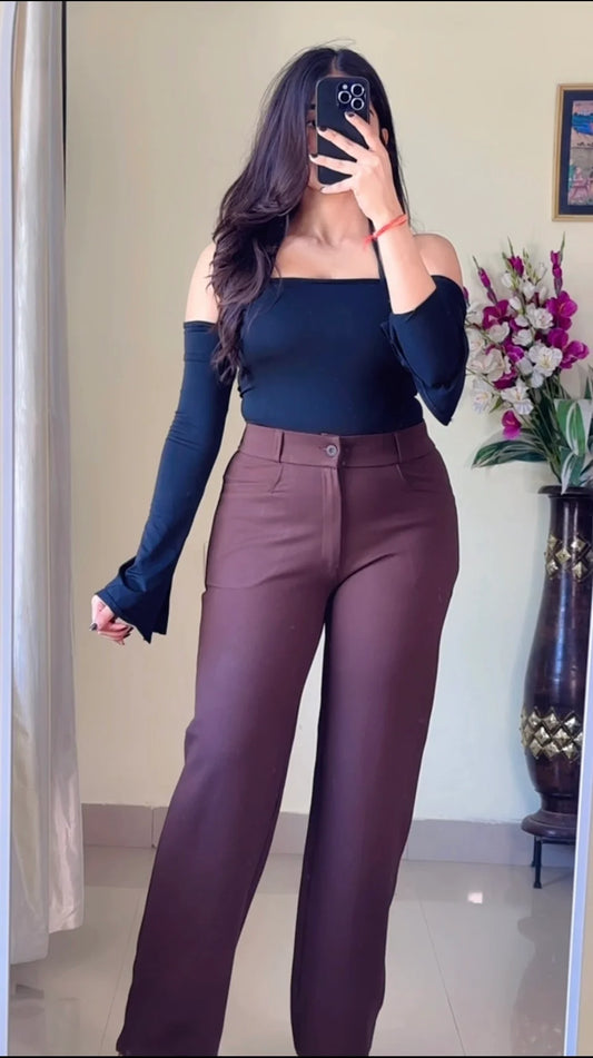 Brown Straight Fit Trouser- PO7