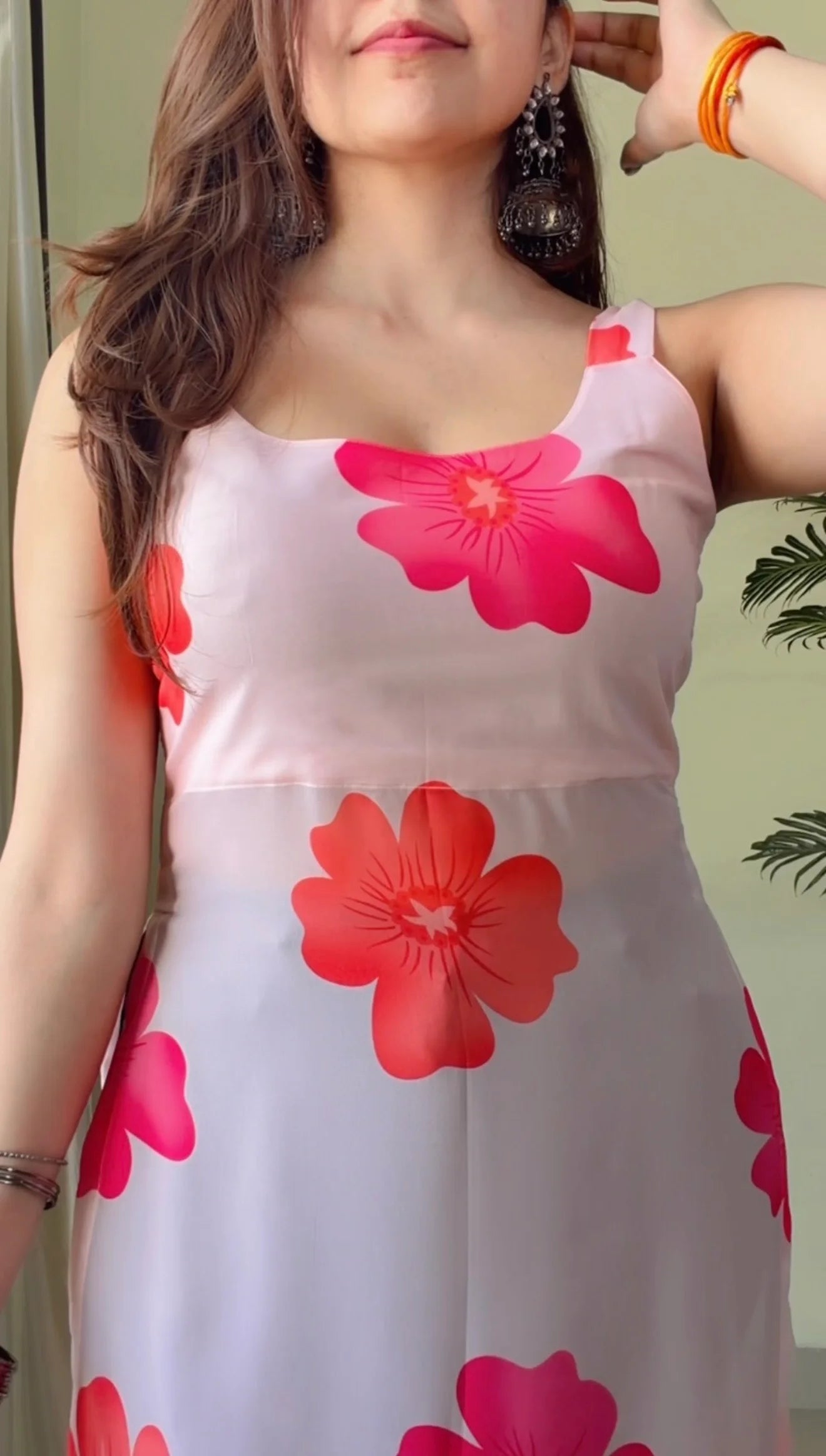 Pink Floral V-Neck Nyra Kurti