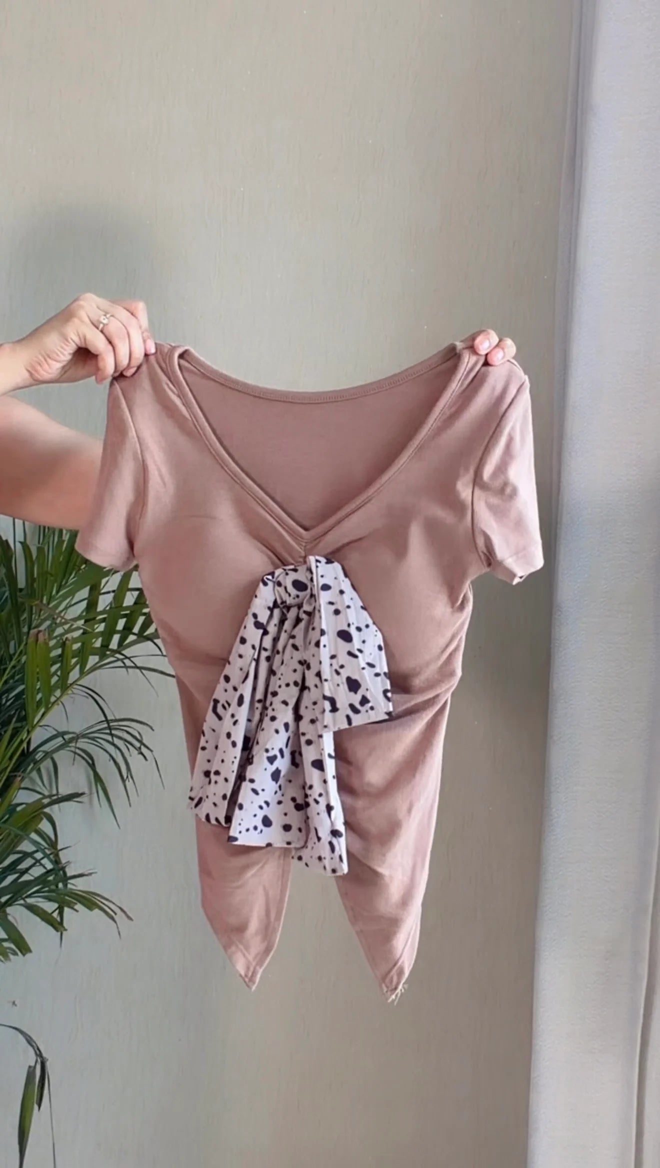 Blush Nude Bow Scarf Padded Tie Top