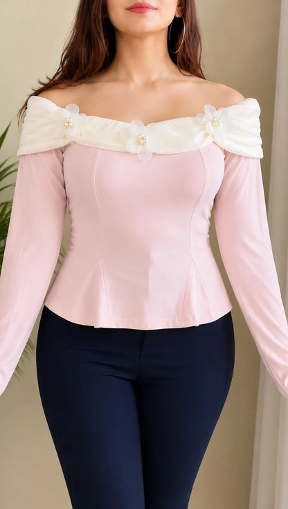 Ruffle Neck Peplum Top