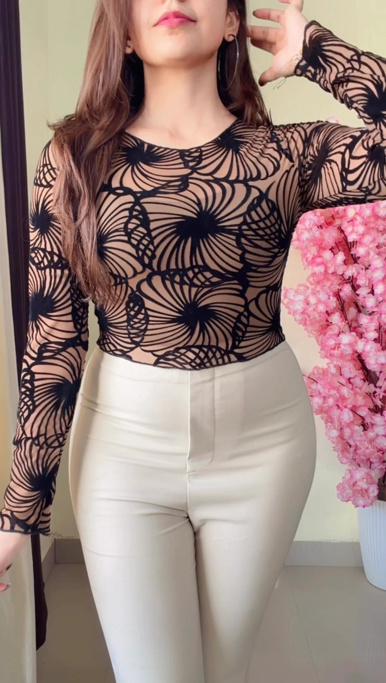 Sheer Swirl Mesh Top
