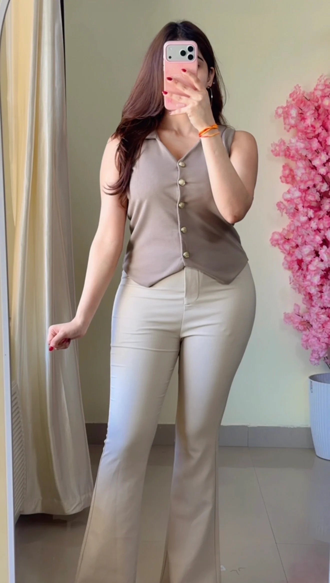 Buttoned Tailored Asym Vest Top