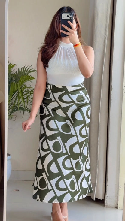 Luxe Bloom Coord Set (Egg White & Green)