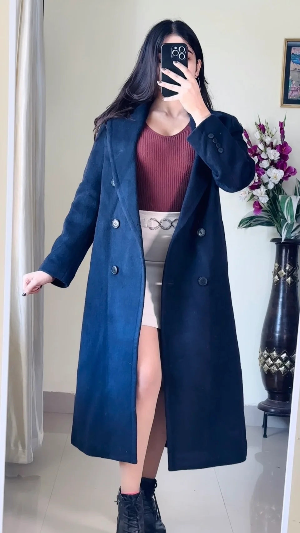 (Size-S to M) Blue Winter Coat- Wo184