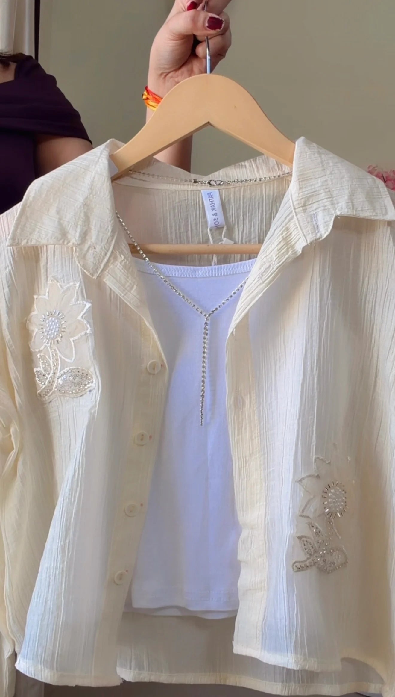 Cream White shirt+ Inner Combo