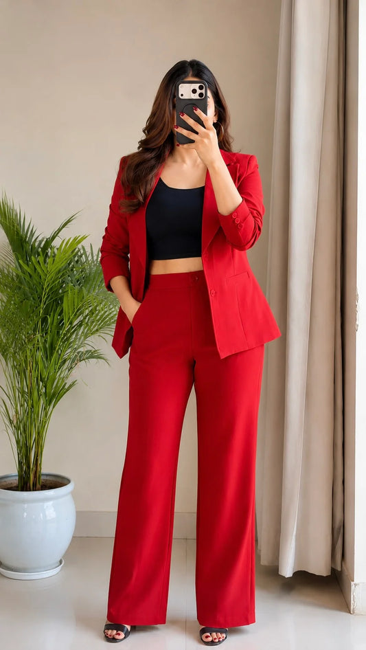 Rust Red Tailored Blazer Co-ord Set
