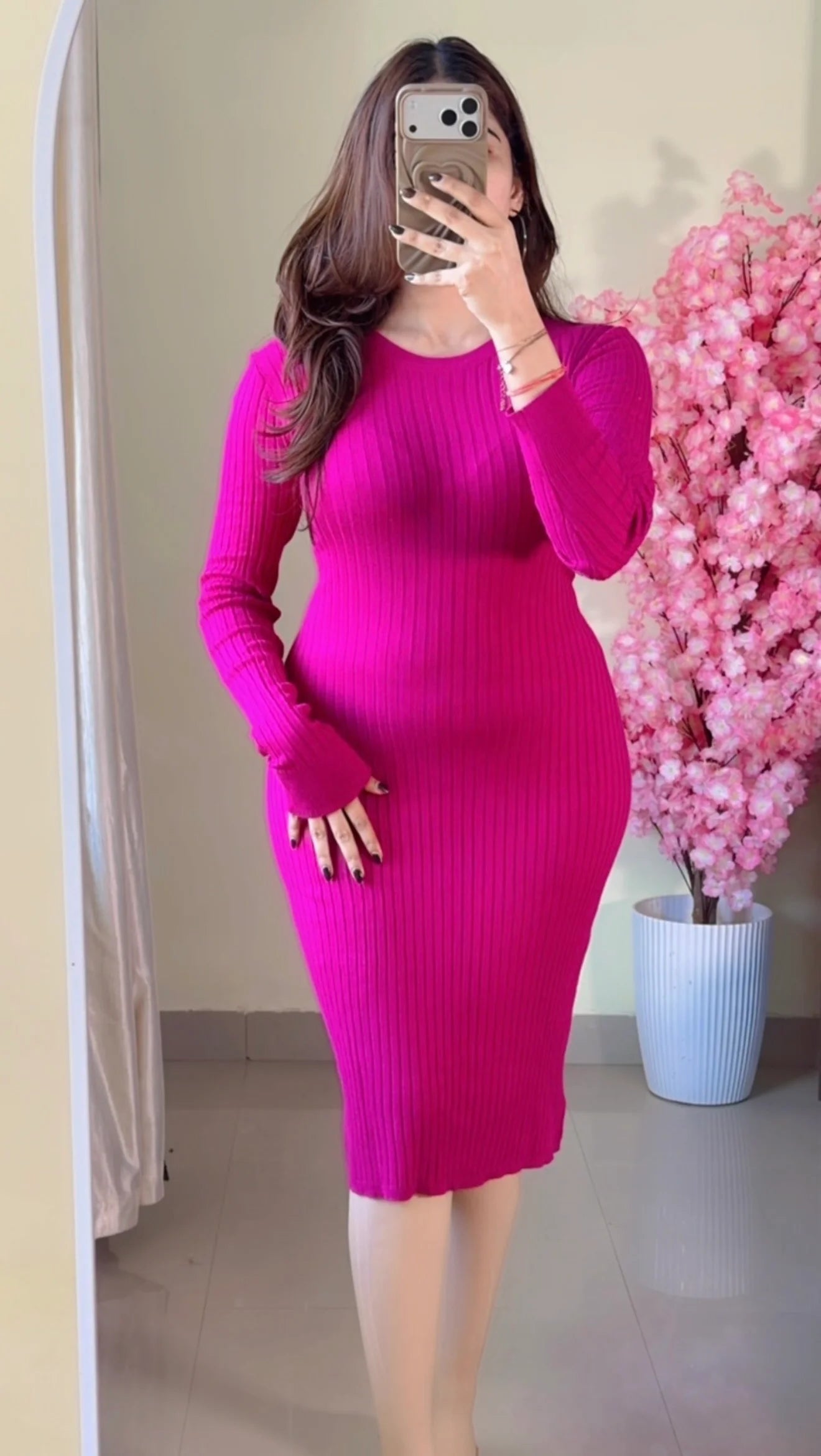 (Size-L to XL) Premium Ribbed Dress-D116