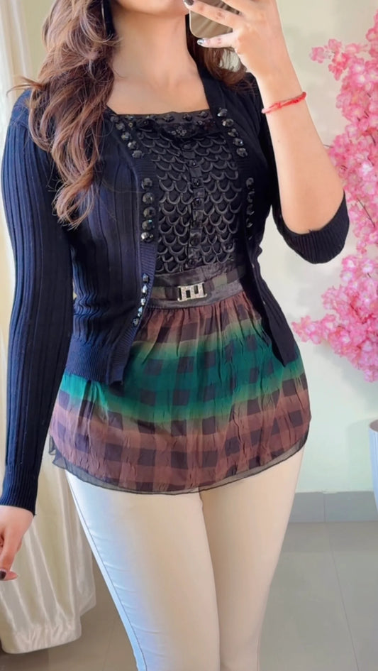 (Free Size) Ribbed Top-  R401