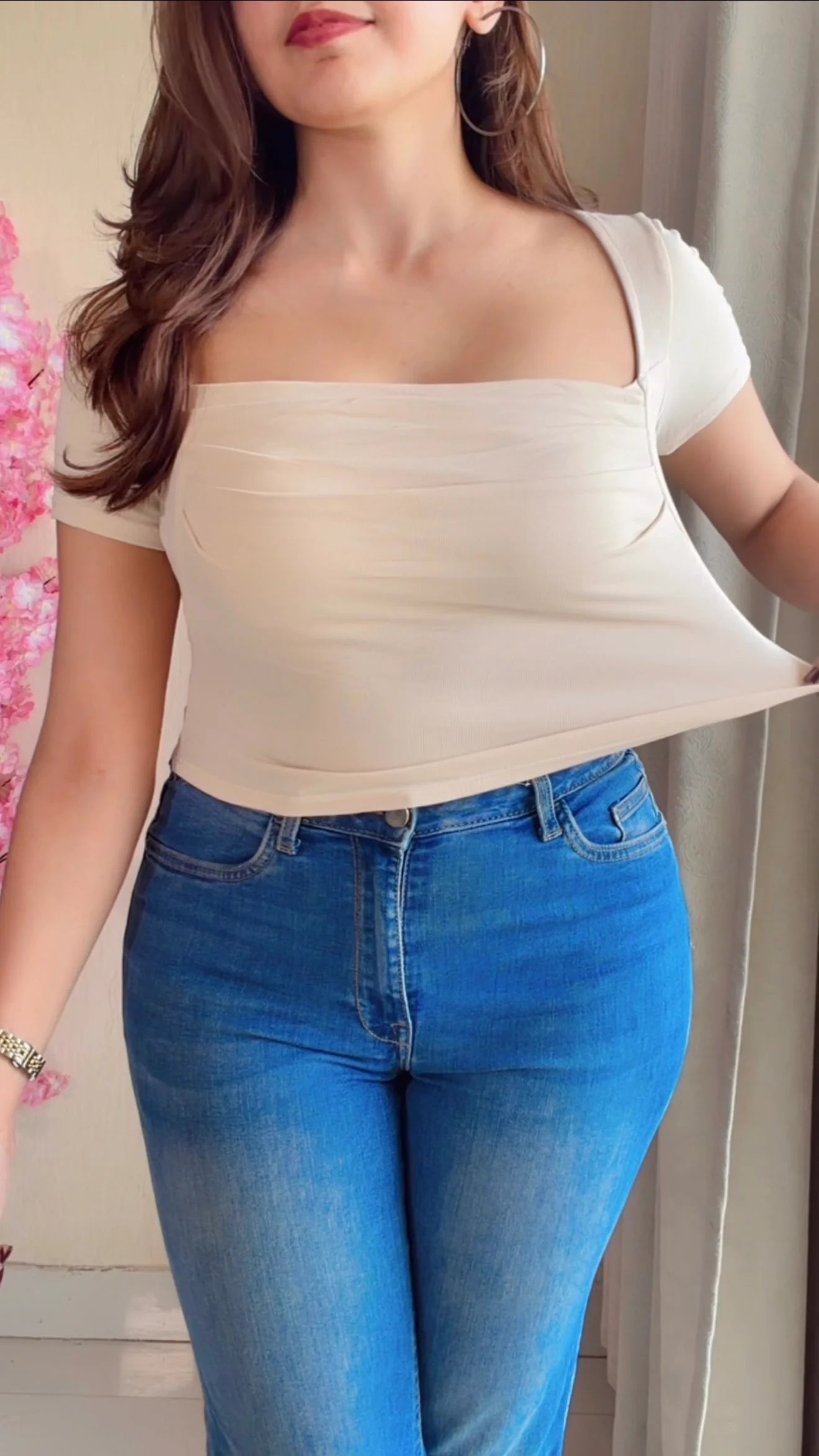 Egg White Draped in-Built Padded Top