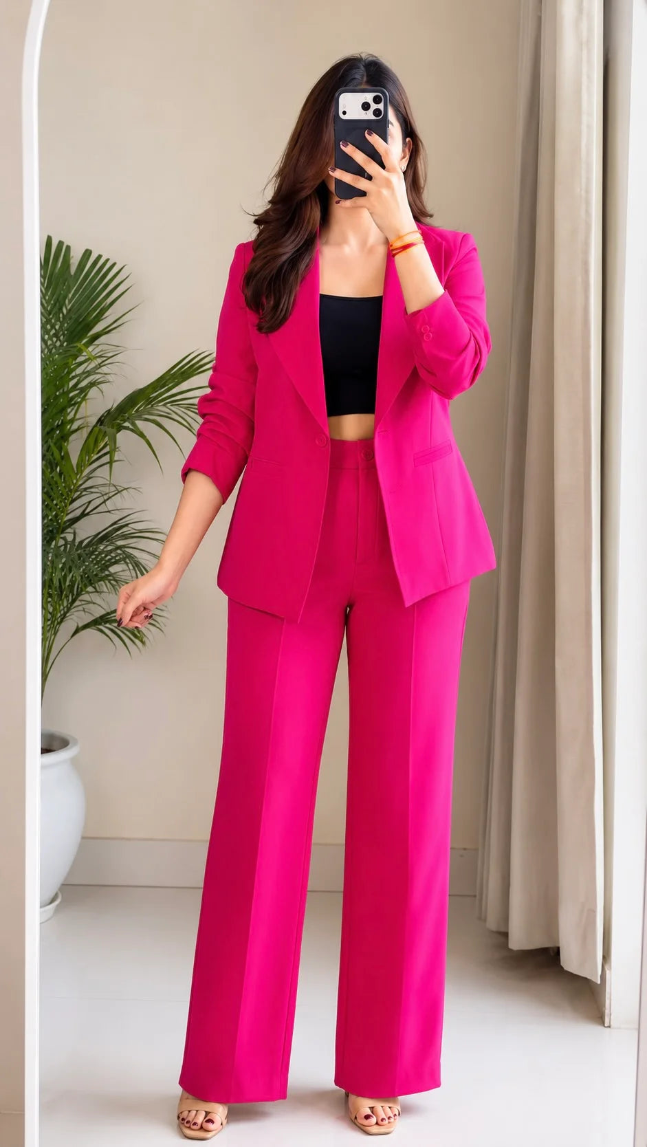 Fuchsia Pink Tailored Blazer Co-ord Set