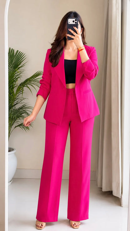 Fuchsia Pink Tailored Blazer Co-ord Set