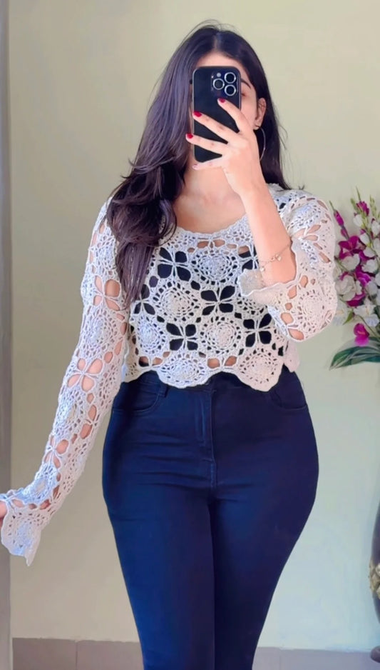 (Free Size 32-38) Crochet Top- (Cb58)