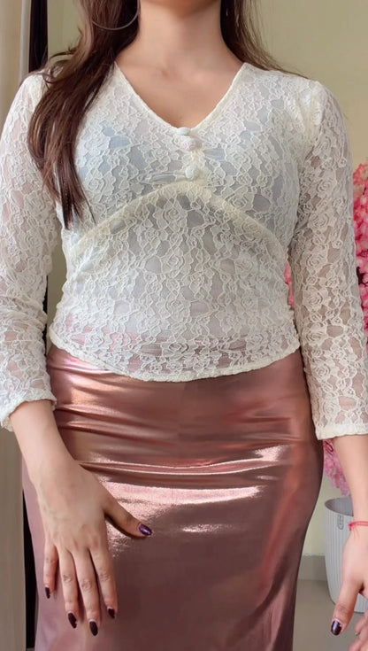 Egg White Lace Charm Top