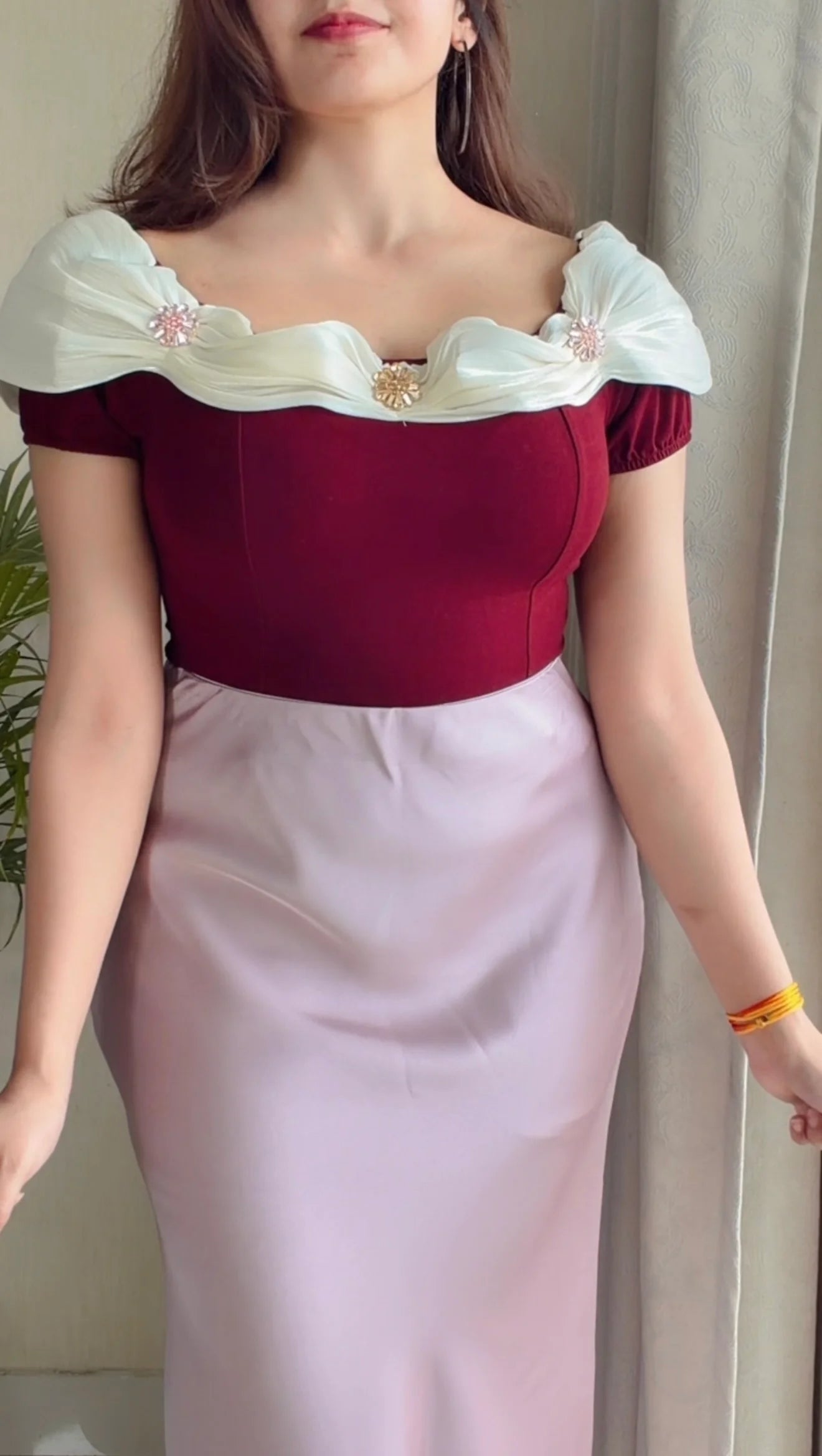 Chic Element Coord Set (Cherry Red & Soft Lilac )