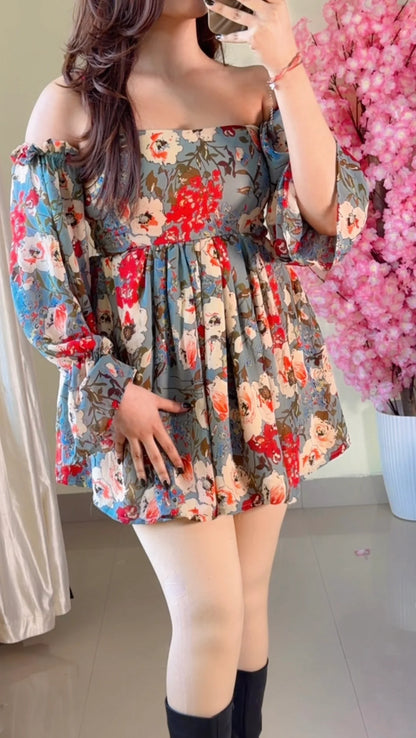 (Size-Xs to S) Pretty Floral Dress-