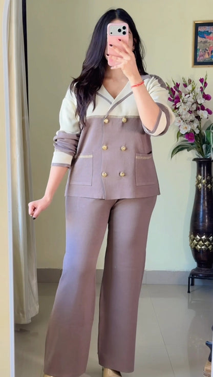 Tan Beige Premium Tailored  Co-ord Set