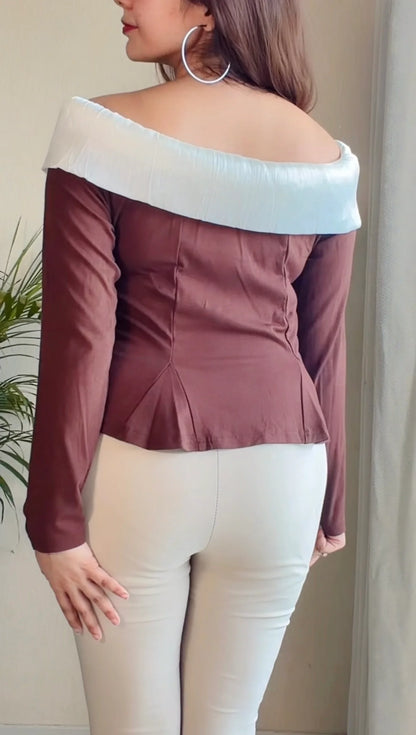 Ruffle Neck Peplum Top