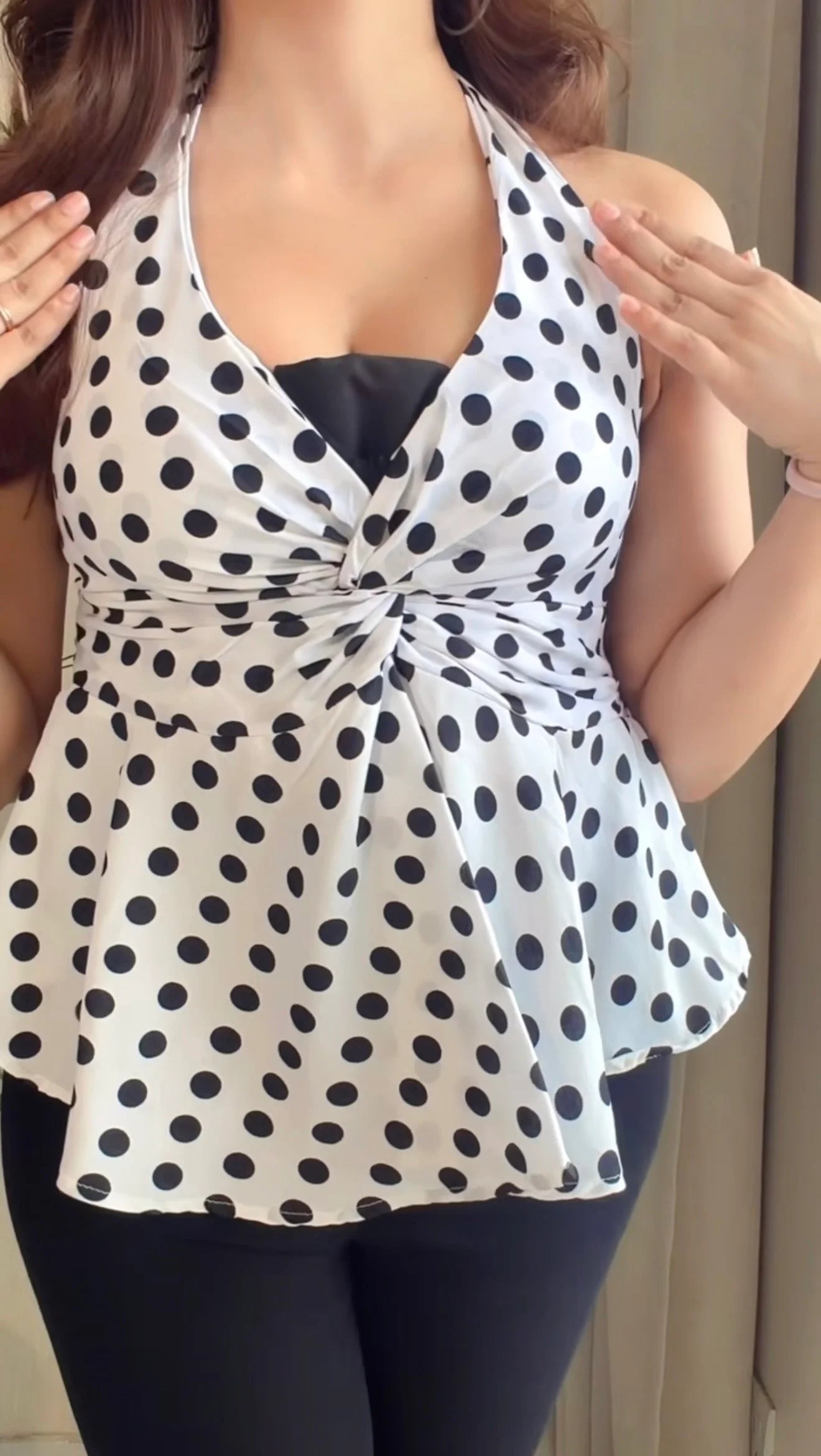Polka dot Halter Peplum Top
