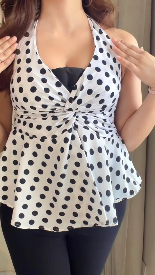 Polka dot Halter Peplum Top
