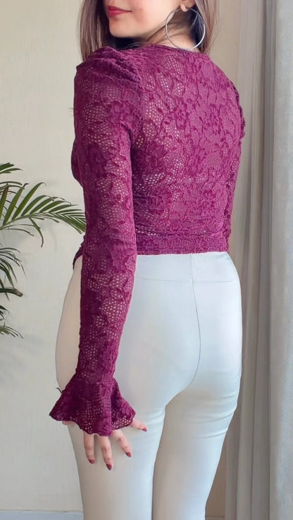 Padded Lace Ruffle Top