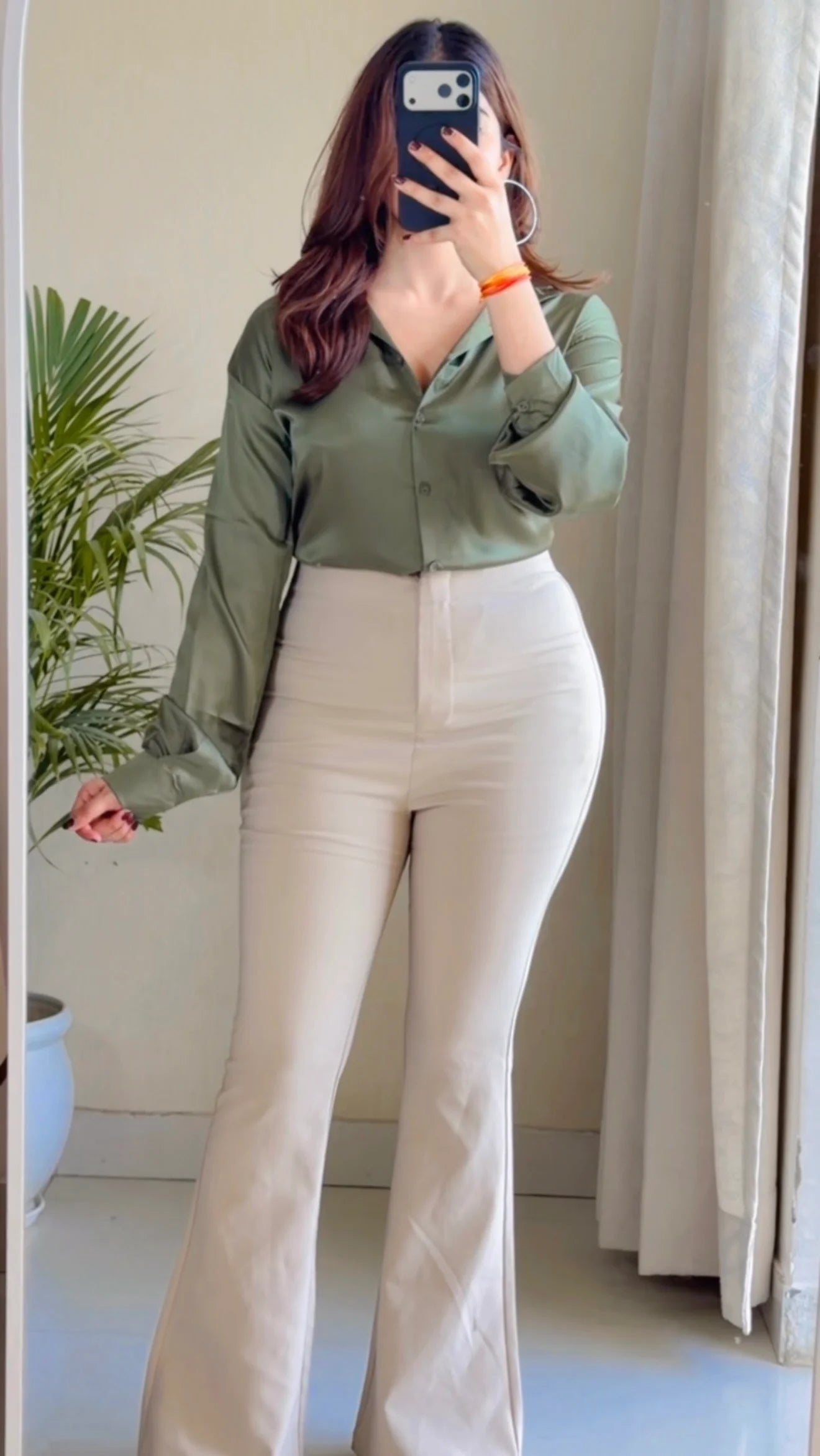 Sage Olive Green Luxe Sheen Shirt