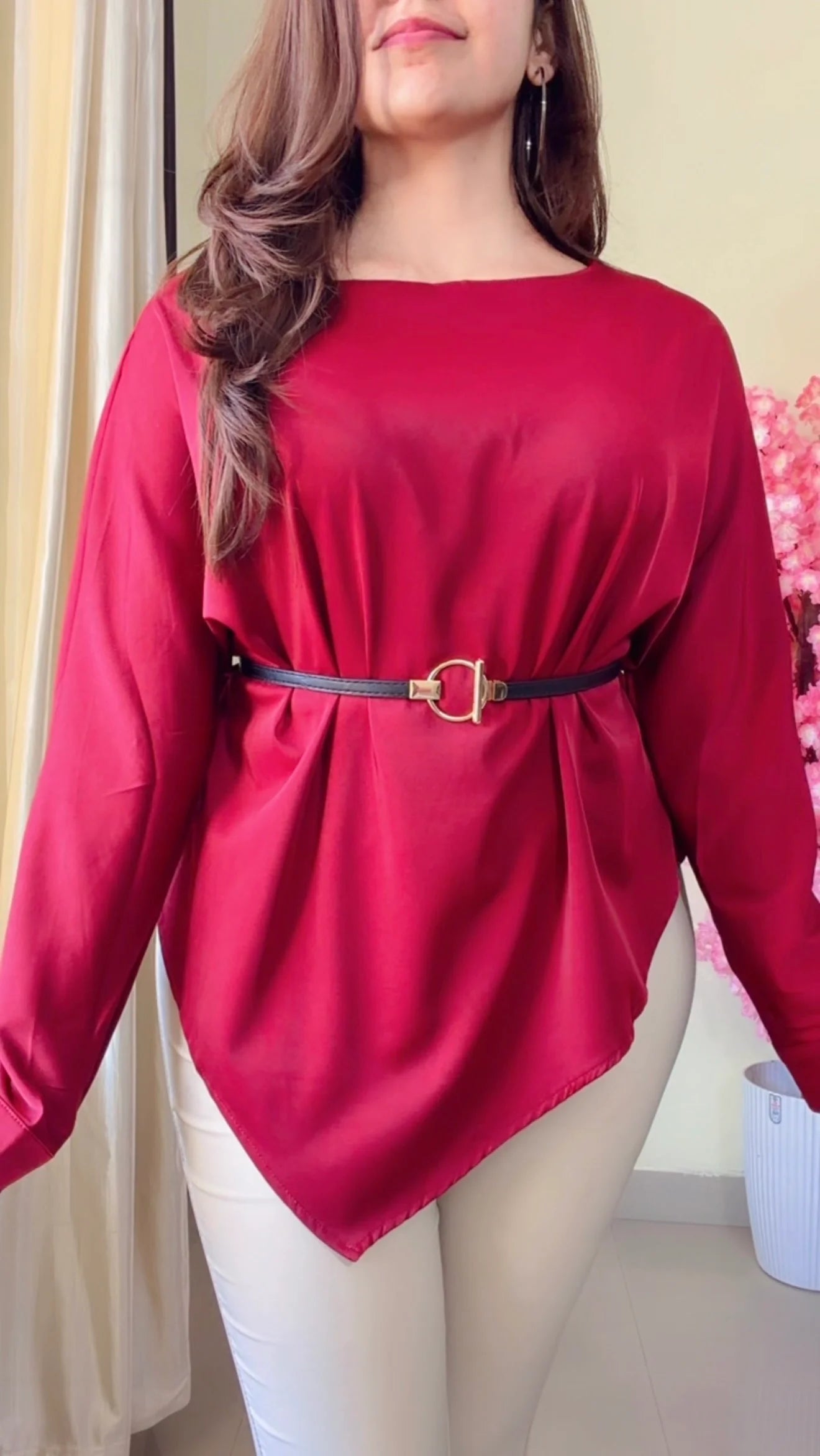 Premium Diva Drape Asym Top with Belt