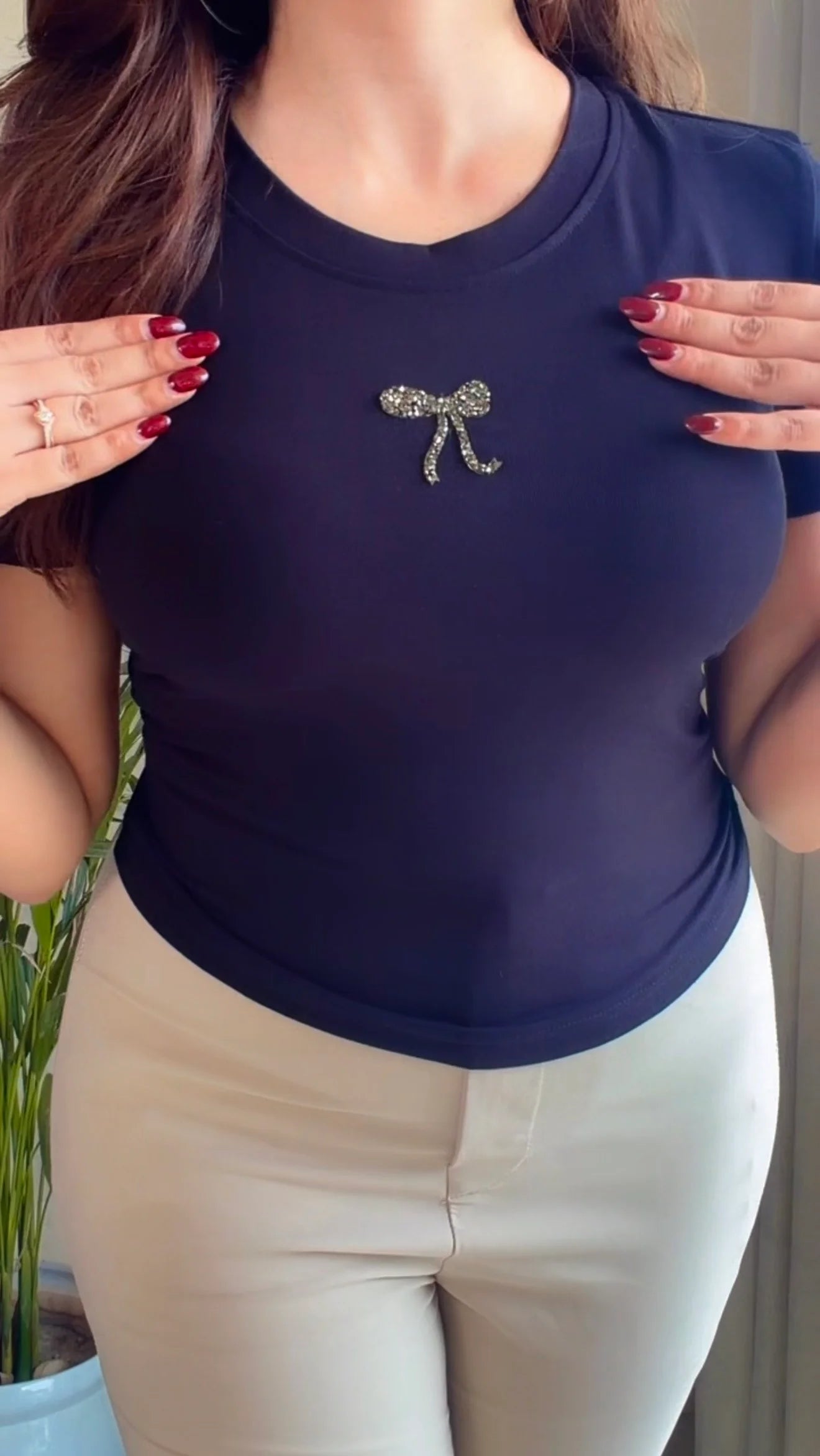 Crystal Bow Fitted Top