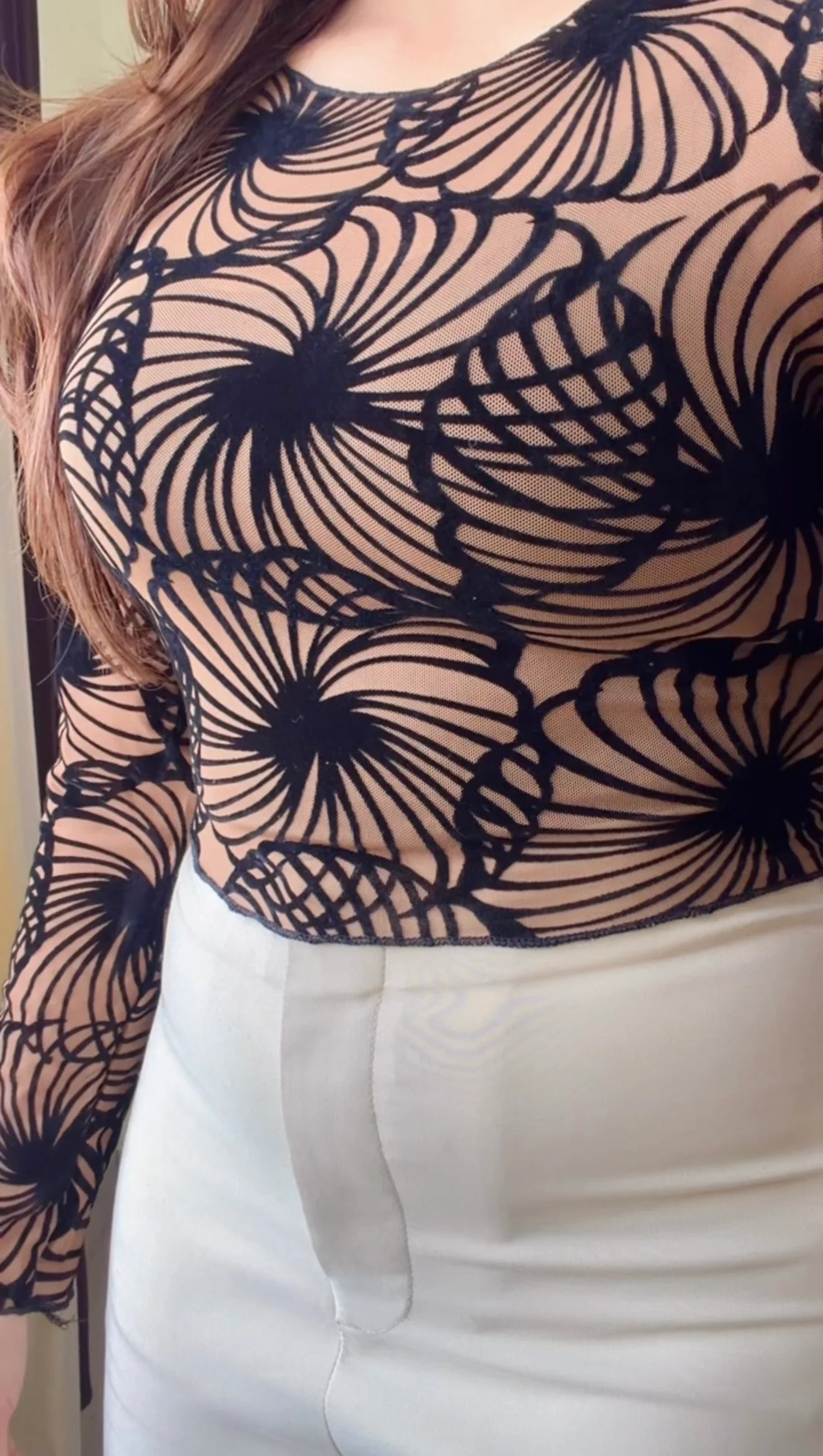 Sheer Swirl Mesh Top