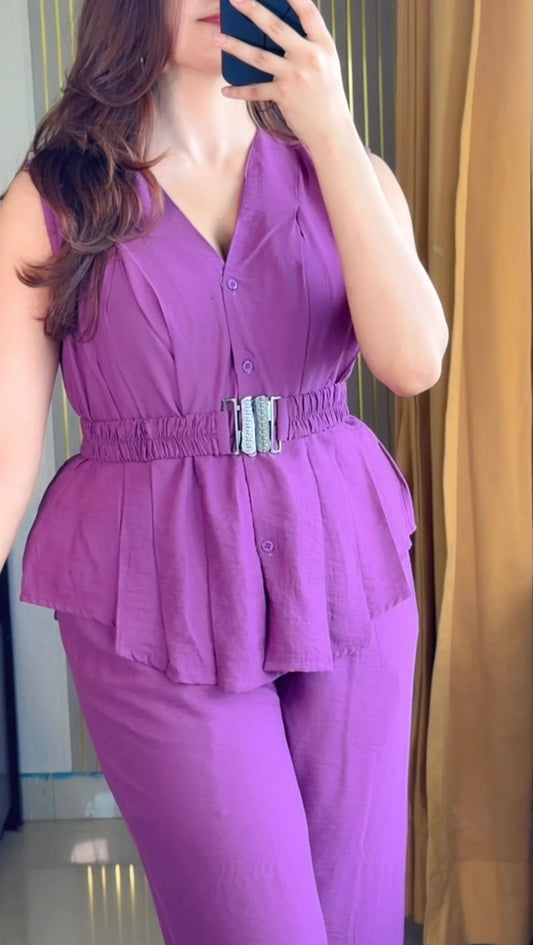 Premium linen Airport look Co-ord set